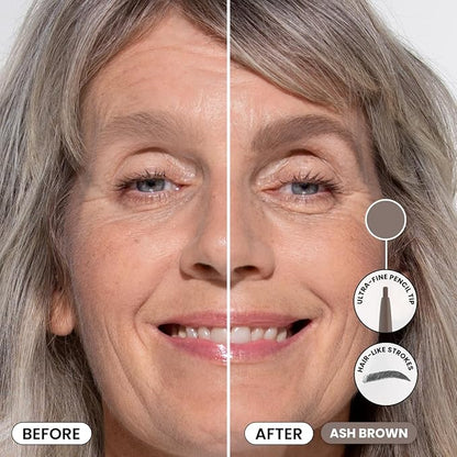 PrimeBrow Pencil for Mature Women ?€? Ultra-Precise Tip for Natural, Hair-Like Strokes ?€? Smudge-Proof & Long-Lasting Wear ?€? Great for Thinning, Sparse, or Graying Brows (Ash Brown)