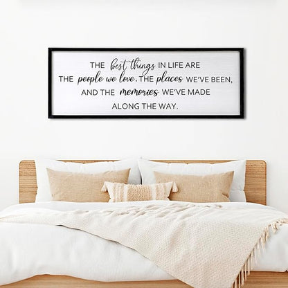 The Best Things in Life Framed Wall Art, 32''×12'' Rustic The Best Things in Life Sign for God Jesus Christ Prayer, Horizontal Holy Inspirational Family Home Decor