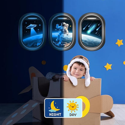 Quanhaigou Glow in The Dark 3D Space Wall Decals, Set of 3 Galaxy Window Stickers for Wall,Planet Themed Room Decor for Kids Boys