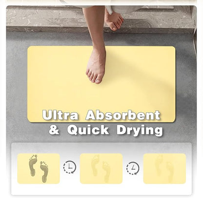 Bath Mat, Bathroom Rugs Non Slip Washable Thin Absorbent Quick Dry Bath Mat Fits Under Door Bathroom Floor Mat Perfect for Bath, Shower, or Sink 20"x48" Light Yellow