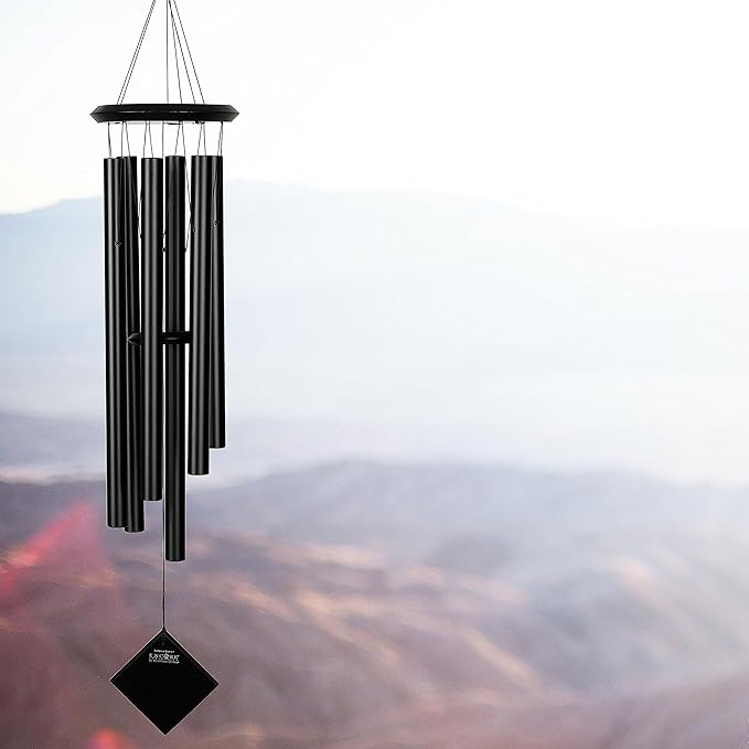 Woodstock Chimes Pluto Wind Chime for Outside 37" Black Wood Medium Tone Sound for Outdoor Garden, Patio, Porch Decor Gifts, Encore Collection, DCKK37