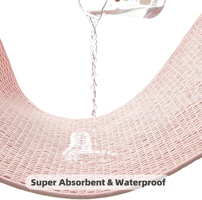 Bathroom Rugs Non Slip Washable, Super Absorbent Thin Bath Mat Quick Dry Low Pile Bathroom Rug, Pink 24"x36"