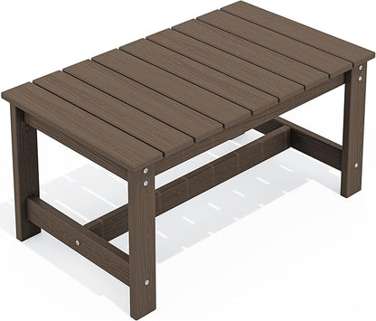 SERWALL HDPE Patio Coffee Table, Rectangle Outdoor Coffee Table, All Weather Patio Table for Deck, Pool, Balcony, Indoor or Outdoor Use, Coffee