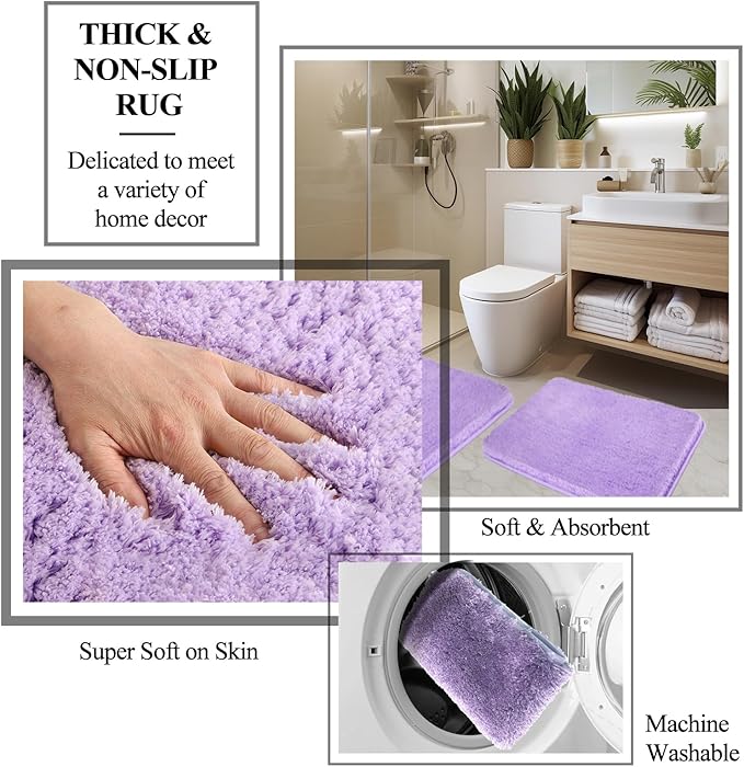 24 PCS Purple Bathroom Accessories Set with Shower Curtain and Rugs, Bathroom Sets with Extra Soft and Absorbent Bath Rugs Shower Curtain Bathroom Accessory for Bath