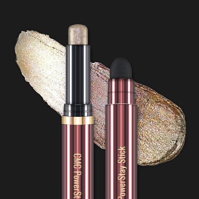 CHARMACY New Duochrome Long Stay Eyeshadow Stick, Creamy Eye Shadow Stick, Multicolor-Shifting Glitter Eyeshadow, Waterproof & Smudge-Proof, High Pigmented, Built-in Smudger #01
