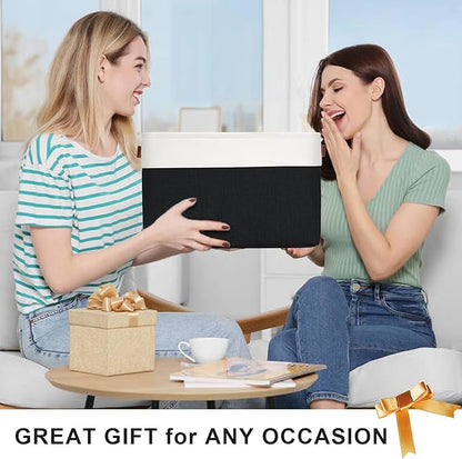 Storage Bins Large Fabric Storage Baskets for Shelves 3 Pack, Decorative Linen Closet Baskets with Handles for Organizing, Shelf, Clothes, Home, Office, 15x11x9.5Inches (Black&White)