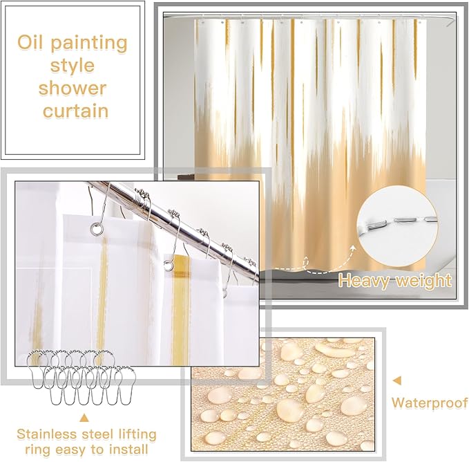 32PCS Bathroom Accessory Set Bathroom Accessories Set Beige Bathroom Set, Shower Curtain Set, 2 Piece Bath Towel Set, 3PC Soap Dispenser, Toilet Brush & Trash Can
