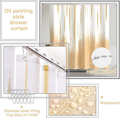 32PCS Bathroom Accessory Set Bathroom Accessories Set Beige Bathroom Set, Shower Curtain Set, 2 Piece Bath Towel Set, 3PC Soap Dispenser, Toilet Brush & Trash Can