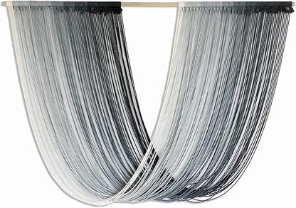 Flber Macrame Wall Hanging Large-Scale Dip-Dye Blue Bohemian Yarn Tapestry Home Room Wall Decor 57" Wx 35" L