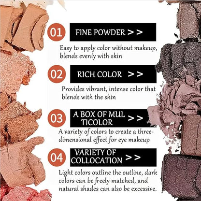 BestLand 12 Colors Makeup Smoky Eyeshadow Palette Natural Nude Matte Shimmer Glitter Pigment Eye Shadow Pallete Set Black Eye Shadow Halloween Make Up for Women (Color E Smokey)