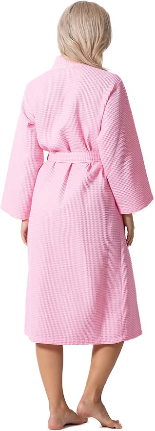 Turkish Linen Waffle Knit Lightweight Kimono Spa & Bath Robes for Women - Quick Dry - Soft