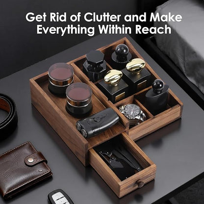 Organizer for Men,Bathroom Countertop Organizers,Perfume Organizer,Cologne Organizers,Bathroom Storage,Restroom Organization,Perfume Stand,GIFS for Men,Adjustable Partition(Bourbon Brown)