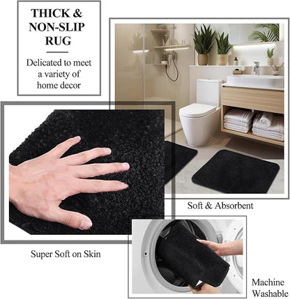 Black and Gold Bathroom Set with Shower Curtain and Rugs, Bathroom Accessories Sets with Extra Soft and Absorbent Bath Rugs Shower Curtain Black Bathroom Sets for Bath