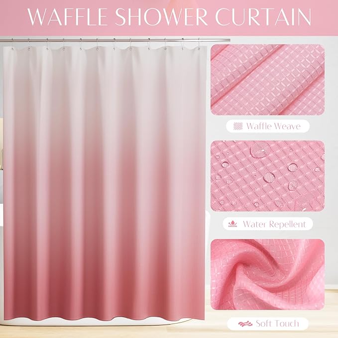 32PCS Bathroom Set Bathroom Sets with Shower Curtain and Rugs Pink Bathroom Accessories,Shower Curtain Set,Bathroom Rug Set with Bathroom Trash Can