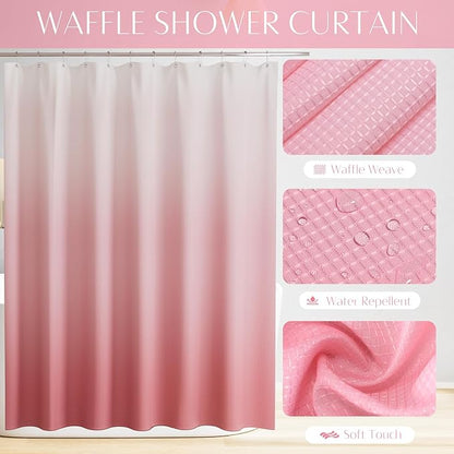 32PCS Bathroom Set Bathroom Sets with Shower Curtain and Rugs Pink Bathroom Accessories,Shower Curtain Set,Bathroom Rug Set with Bathroom Trash Can