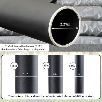 ASTARIN 65 in Wind Chimes for outisde - Extra Large Outdoor Handcrafted WindChimes,Deep Tone Metal Chimes for Garden Decor, Large Windchimes Deep Resonance, 2.27in Tubes Weather-Resistant, Black