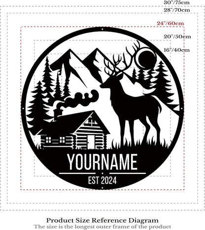 Personalized Deer Forest Name metal Signs,Custom Shed Metal Wall Decor,Black Deer Metal Wall Art Decor,Deer Home Metal Signs Plaques,Outdoor wall Decorative Signage (Style B)