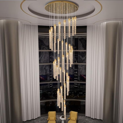 Chandeliers for Living Room 38-Lights Modern Crystal Light Extra Large Chandelier Light Fixture Entryway Foyer High Ceiling Chandeliers Lighting with Sloping Ceiling (Gold Chandelier)