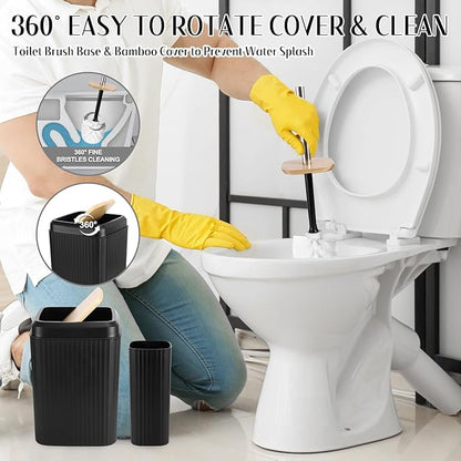 Black Bathroom Accessories Set 17PCS Bathroom Set with 3PCS Soap Dispenser Bathroom Accessory Set Black Trash Can for Bathroom Decor