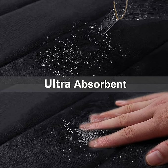 Buganda Memory Foam Bath Mat, 34" x 20", Ultra Soft and Non-Slip Bathroom Rugs, Water Absorbent and Machine Washable Bath Rug for Bathroom, Shower, and Tub, Black