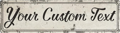 Rustic Custom Metal Sign - Custom Sign for Indoor or Outdoor Use (Rustic Tan Double Border, 15 inches x 4 inches)