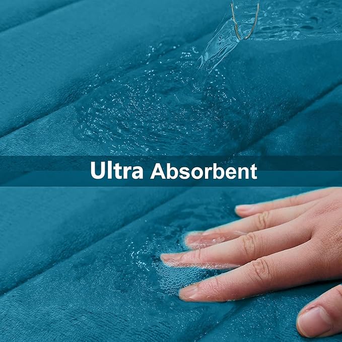 Buganda Memory Foam Bath Mat, 55" x 24", Ultra Soft and Non-Slip Bathroom Rugs, Water Absorbent and Machine Washable Bath Rug Runner for Bathroom, Shower, and Tub, Peacock Blue