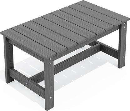 SERWALL Outdoor Coffee Table, HDPE Patio Coffee Table for Outside, Grey