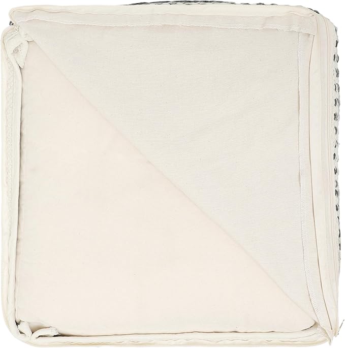 REDEARTH · Tufted Pouf Ottoman with Filler Textured Storage Cube Bean Bag Pouffe Footrest for Living Room, Bedroom, Nursery, Kidsroom; 100% Cotton (17.5"X17.5"X17.5", Precis Descant Gray)