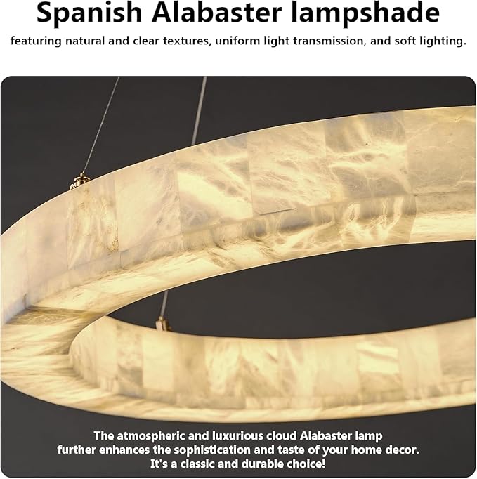 Alabaster Round Chandelier, D30in Modern Marble Dining Room Chandeliers, White Foyer Chandelier for Dining Room Light Fixture, Living Room, Bedroom Lights, Foyer, Kitchen