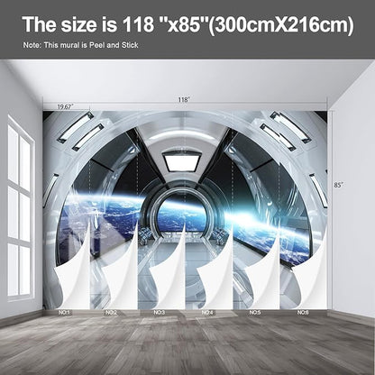 Spaceship Wall murals Peel and Stick Wallpaper for Bedroom Living Room - 85"x118"
