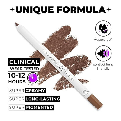 Brown Green Eyeliner, Ultra Long Lasting Gel Eyeliner Pencil, Waterproof Eye Liner, Smudge Proof, Creamy Eye Pencil, Sweat Proof Makeup, Highly-Pigmented (408 Shade)