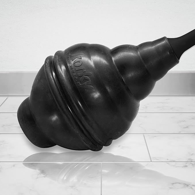 Korky BeehiveMAX Hideaway - Heavy Duty Toilet Plunger with Holder in Black - Drip Free Carry-Seals All Bowl Shapes – Powerful Clog Removal, 97-5B