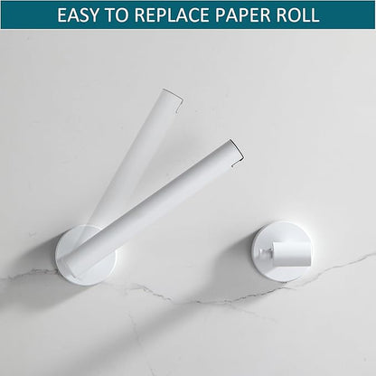 BVL Toilet Paper Holder Matte White Wall Mount Stainless Steel 304 Large Mega Roll