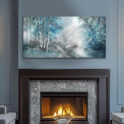 SOUGUAN Forest Wall Art for Living Room Foggy Tree Artwork Sunlight Wall Decor Nature Wall Decorations on Canvas 24"x48" Wall Paintings Ready to Hang