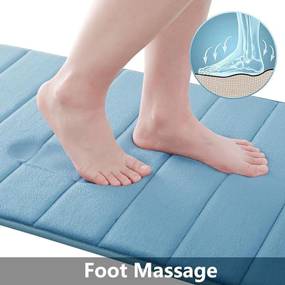 Buganda Memory Foam Bath Mat, 47" x 32", Ultra Soft and Non-Slip Bathroom Rugs, Water Absorbent and Machine Washable Bath Rug Runner for Bathroom, Shower, and Tub, Blue