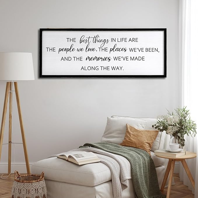 The Best Things in Life Framed Wall Art, 40''×15'' Rustic The Best Things in Life Sign for God Jesus Christ Prayer, Horizontal Holy Inspirational Family Home Decor
