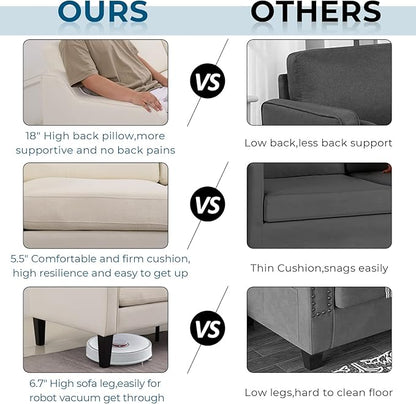 VINGLI Modern Accent Chairs Set of 2, Beige Living Room Chairs Comfy Armchair for Bedroom, Upholstered Sofa Chair Reading Chair for Small Spaces, Apartment, Waiting Room