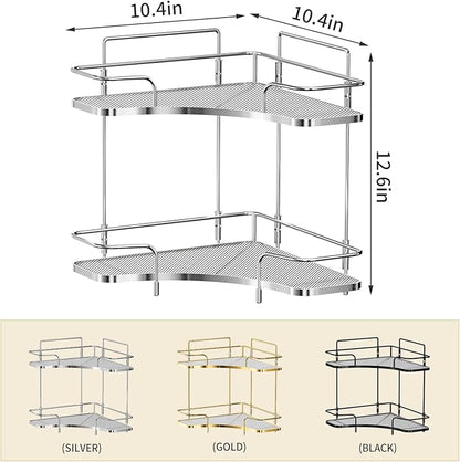 Seoneiro 2 Tier Corner Bathroom Counter Organizer, Cosmetic Skincare Organizer, Bathroom Countertop Perfume Tray Vanity Organizer, Kitchen Spice Corner Storage Shelf
