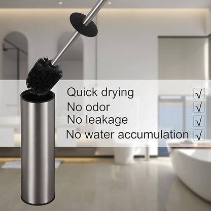 BGL Toilet Brush and Holder,Stainless Steel Toilet Brushes for Bathroom with Holder, Toilet Bowl Brush and HolderBrushed Nickel