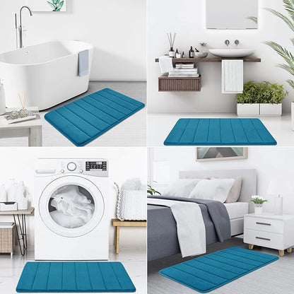 Buganda Memory Foam Bath Mat, 44" x 24", Ultra Soft and Non-Slip Bathroom Rugs, Water Absorbent and Machine Washable Bath Rug Runner for Bathroom, Shower, and Tub, Peacock Blue