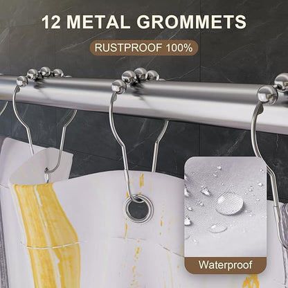 Black Bathroom Accessories Set - 24PCS Bathroom Sets with Shower Curtain and Rugs,Waterproof Black and White Shower Curtain Set, Toilet Brush, Trash Can & Soap Dispenser