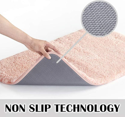 Suchtale Large Bathroom Rug Extra Soft and Absorbent Shaggy Bathroom Mat (24 x 60, Blush) Machine Washable Microfiber Bath Mat for Bathroom, Non Slip Bath Mat, Luxury Bathroom Floor Mats Rubber Back