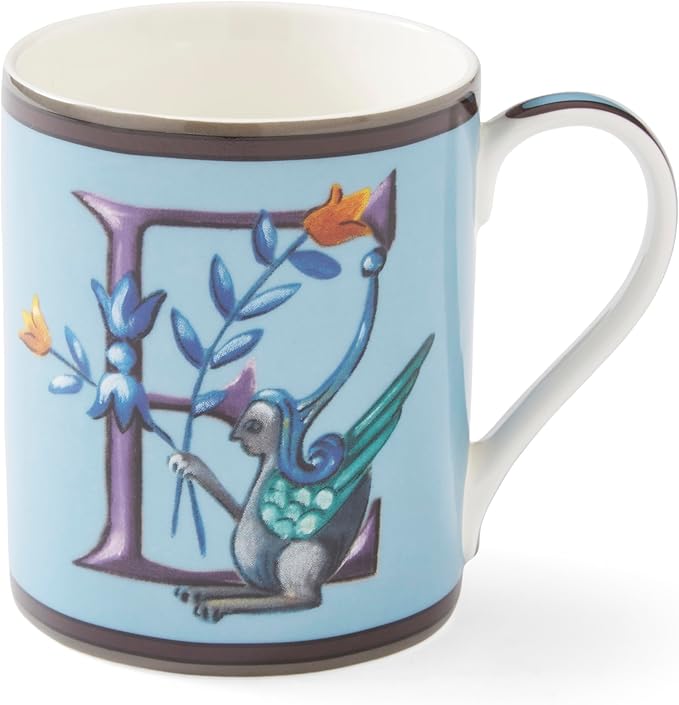 Spode Kit Kemp 12oz Mug in Fine China, E Initial - Custom Coffee Cup for Hot Beverages, Personalized Gift Idea for Her, Him, Friends, Coffee Lovers - Stylish Letter Mug for Daily Use, Dishwasher Safe