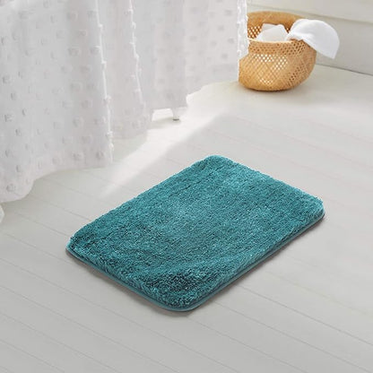 Suchtale Bath Rug for Bath Non Slip Water Absorbent Soft Microfiber Shaggy Bathtub Mat Machine Washable Thick Plush Shower Mat - Teal (20 x 32)