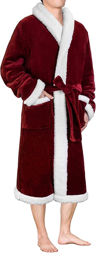 PAVILIA Mens Soft Robe | Warm Fleece Robes for Men, Soft Spa Bathrobe with Shawl Collar and Pockets