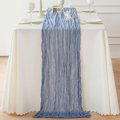Sioloc 1 Pack Dusty Blue Cheesecloth Table Runner Fall Autumn Decor for Home 10ft Table Cloth for Tea Wedding Birthday Party Baby Bridal Shower Halloween Thanksgiving