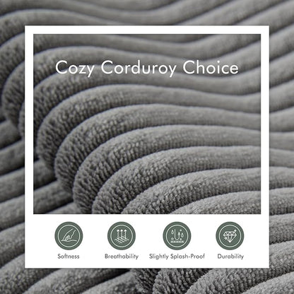 Boneless Sectional Cloud Couch Sofa for Living Room, 112" L-Shaped Modular Modern Lounge Sleeper Grey Couches with Chaise, No Assemble, Cordury Compression Upholstered Sofas