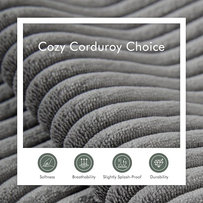 Boneless Sectional Cloud Couch Sofa for Living Room, 112" U-Shaped Modular Modern Lounge Sleeper Grey Couches with Chaise, No Assemble, Cordury Compression Upholstered Sofas