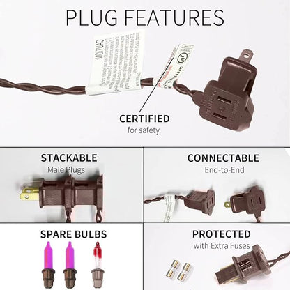 100LIGHTS Purple Extra-Bright with End Connectors Halloween Decorative Lights 5.98m UL Certified Mini String Light Set Waterproof for Halloween Home Garden Christmas Tree Party Patio Wedding