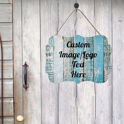 Personalized Wooden Welcome Sign - Front Door Decor, Home Sign, Customized Image/Text, Farmhouse Decorations, 11.2 * 8 Inch